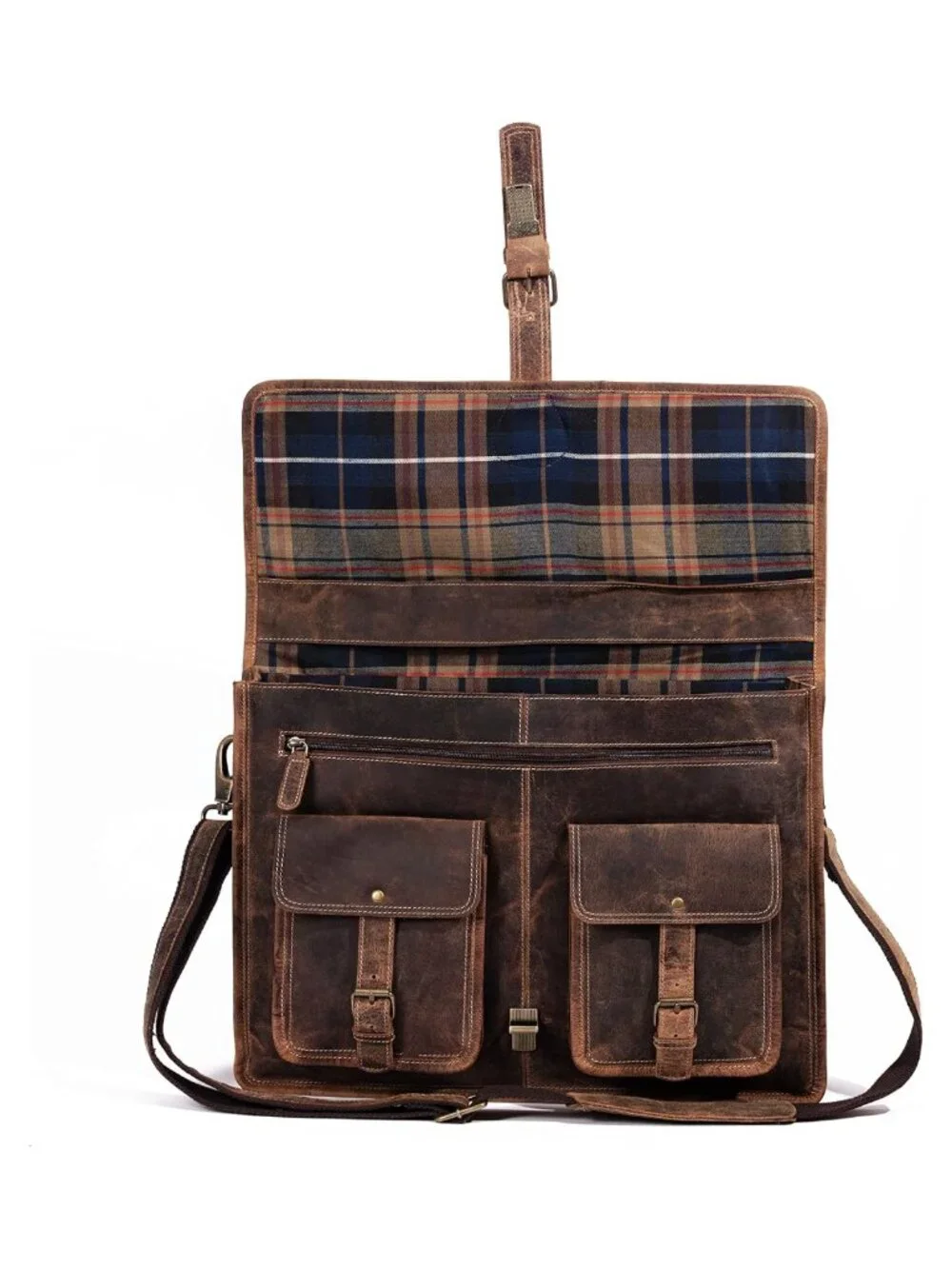 18 Inch Leather Briefcase Laptop Bag for Men Women Top-Grain Buffalo Leather